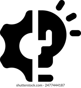Cog gear idea light bulb Filled Icon. Simple vector illustration editable stroke.