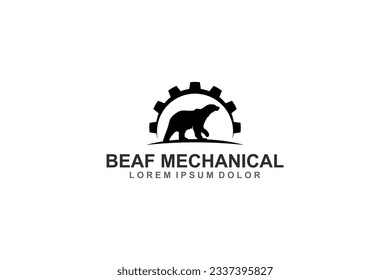 Cog gear industrial logo design bear animal icon symbol