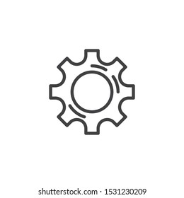 Cog gear line icon. Cogwheel linear style sign for mobile concept and web design. Gear wheel outline vector icon. Symbol, logo illustration. Vector graphics