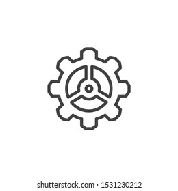 Cog gear line icon. Cogwheel linear style sign for mobile concept and web design. Gear wheel outline vector icon. Symbol, logo illustration. Vector graphics