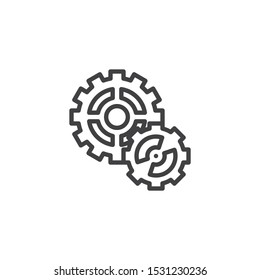 Cog gear line icon. Cogwheel linear style sign for mobile concept and web design. Gear wheel outline vector icon. Symbol, logo illustration. Vector graphics