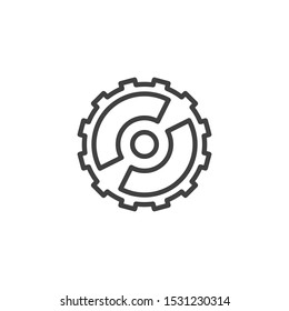 Cog gear line icon. Cogwheel linear style sign for mobile concept and web design. Gear wheel outline vector icon. Symbol, logo illustration. Vector graphics