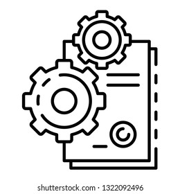 Cog gear paper icon. Outline cog gear paper vector icon for web design isolated on white background