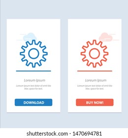 Cog, Gear, Setting  Blue and Red Download and Buy Now web Widget Card Template. Vector Icon Template background