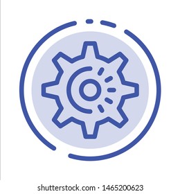 Cog, Gear, Setting, Idea Blue Dotted Line Line Icon. Vector Icon Template background
