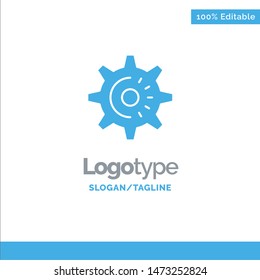Cog, Gear, Setting, Idea Blue Solid Logo Template. Place for Tagline