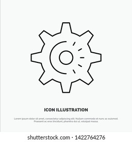 Cog, Gear, Setting, Idea Line Icon Vector