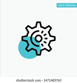 Cog, Gear, Setting, Idea turquoise highlight circle point Vector icon