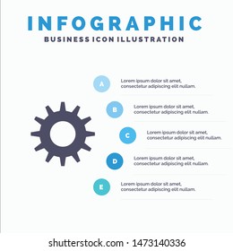 Cog, Gear, Setting Solid Icon Infographics 5 Steps Presentation Background