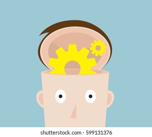 cog gear wheel in human head vector illustration