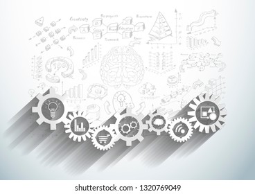 Cog and icon  - Background Plan Business - modern Idea and Concept  illustration  - Vector