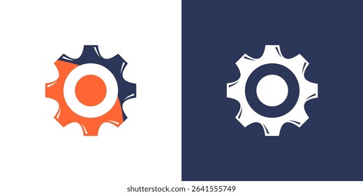 Cog icon flat machine gear setting wheel engine indusrtry logo