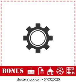 Cog icon flat. Simple vector symbol and bonus icon