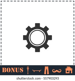 Cog icon flat. Simple vector symbol and bonus icon