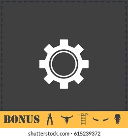 Cog icon flat. Simple vector symbol and bonus icon