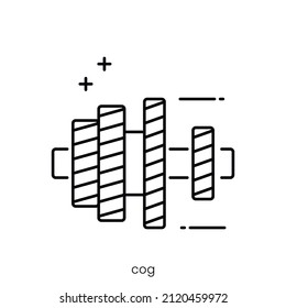 icono de cog. Diseño de icono de estilo de esquema aislado en fondo blanco
