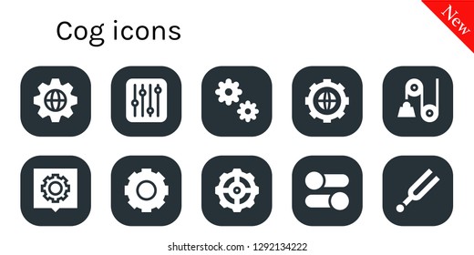  cog icon set. 10 filled cog icons. Simple modern icons about  - Settings, Cogwheel, Pulley, Gear, Tuning