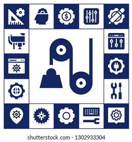  cog icon set. 17 filled cog icons.  Simple modern icons about  - Settings, Saddle, Pulley, Gear, Setting, Configuration