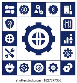 cog icon set. 17 filled cog icons. Included Settings, Gear, Development, Cogwheel, Pulley, Configuration icons
