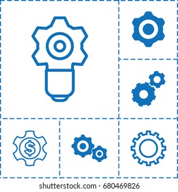 Cog icon. set of 6 cog filled and outline icons such as gear