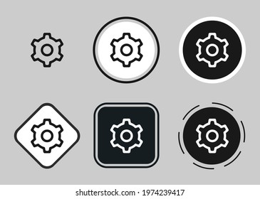 cog icon set. Collection of high quality black outline logo for web site design and mobile dark mode apps. Vector illustration on a white background	