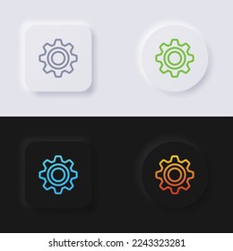 Cog icon set, Multicolor neumorphism button soft UI Design for Web design, Application UI and more, Button, Vector.	