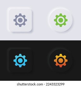 Cog icon set, Multicolor neumorphism button soft UI Design for Web design, Application UI and more, Button, Vector.	