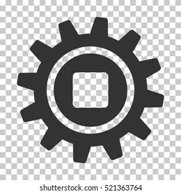 Cog icon. Vector pictograph style is a flat symbol, gray color, chess transparent background. Designed for software and web interface toolbars and menus.