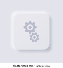 Cog icon, White Neumorphism soft UI Design for Web design, Application UI and more, Button, Vector.