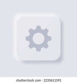Icono de Cog, Neumorfismo blanco diseño de interfaz de usuario suave para diseño web, IU de aplicación y más, Button, Vector.