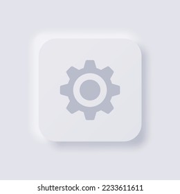 Cog icon, White Neumorphism soft UI Design for Web design, Application UI and more, Button, Vector.