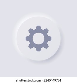 Cog-Icon, White Neumorphism Soft UI Design for Web Design, Application UI und mehr, Button, Vector.