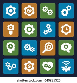 Cog icons set. set of 16 cog filled icons such as gear