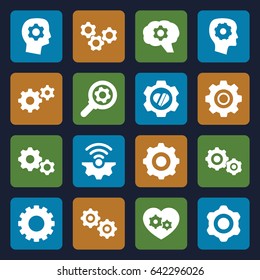 Cog icons set. set of 16 cog filled icons such as gear
