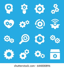 Cog icons set. set of 16 cog filled icons such as gear