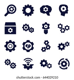 Cog icons set. set of 16 cog filled icons such as gear