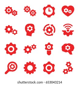 Cog icons set. set of 16 cog filled icons such as gear