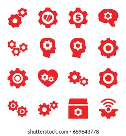 Cog icons set. set of 16 cog filled icons such as gear