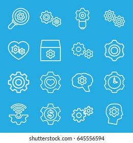 Cog icons set. set of 16 cog outline icons such as gear