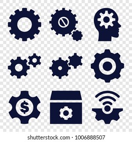 Cog icons. set of 9 editable filled cog icons such as gear