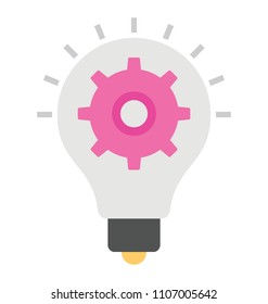 
A cog inside light bulb showing creative idea concept 
