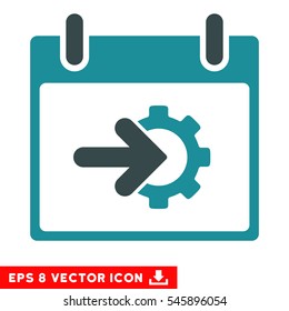 Cog Integration Calendar Day icon. Vector EPS illustration style is flat iconic bicolor symbol, soft blue colors.