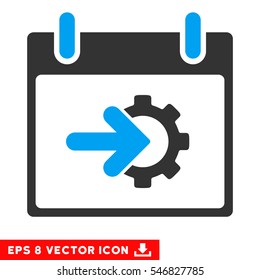 Cog Integration Calendar Day icon. Vector EPS illustration style is flat iconic bicolor symbol, blue and gray colors.