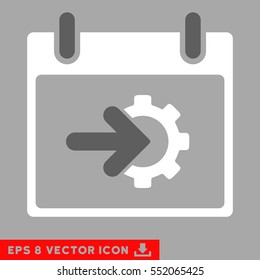Cog Integration Calendar Day icon. Vector EPS illustration style is flat iconic bicolor symbol, dark gray and white colors.