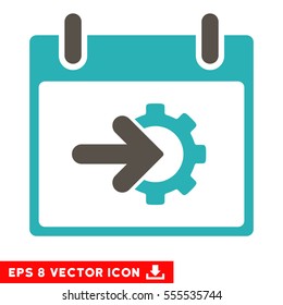 Cog Integration Calendar Day icon. Vector EPS illustration style is flat iconic bicolor symbol, grey and cyan colors.
