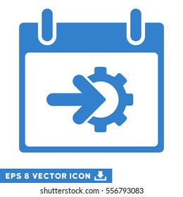 Cog Integration Calendar Day icon. Vector EPS illustration style is flat iconic symbol, cobalt color.