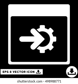 Cog Integration Calendar Page icon. Vector EPS illustration style is flat iconic symbol, white color.