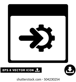 Cog Integration Calendar Page icon. Vector EPS illustration style is flat iconic symbol, black color.