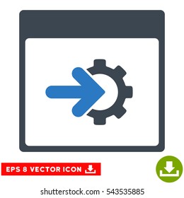 Cog Integration Calendar Page icon. Vector EPS illustration style is flat iconic bicolor symbol, smooth blue colors.