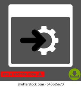 Cog Integration Calendar Page icon. Vector EPS illustration style is flat iconic bicolor symbol, black and white colors.